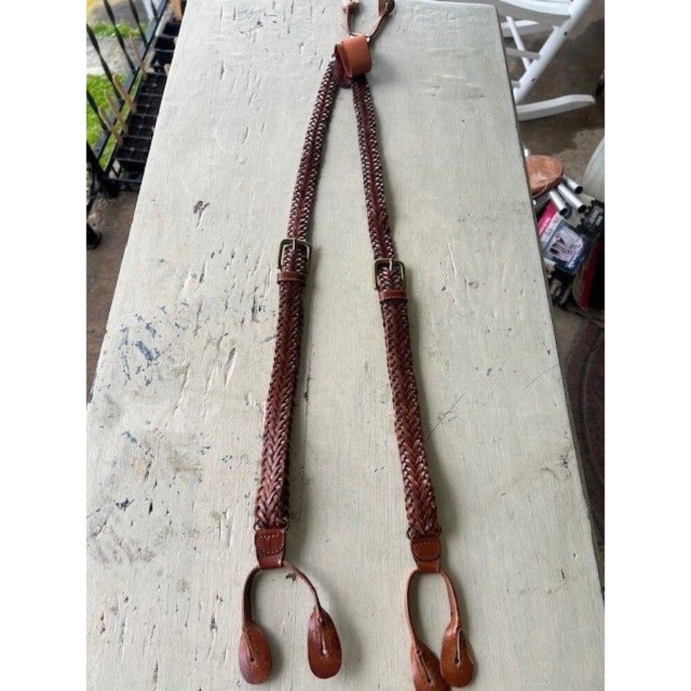 Wilson Genuine Braided Leather Suspenders W/Solid Brass Buckles